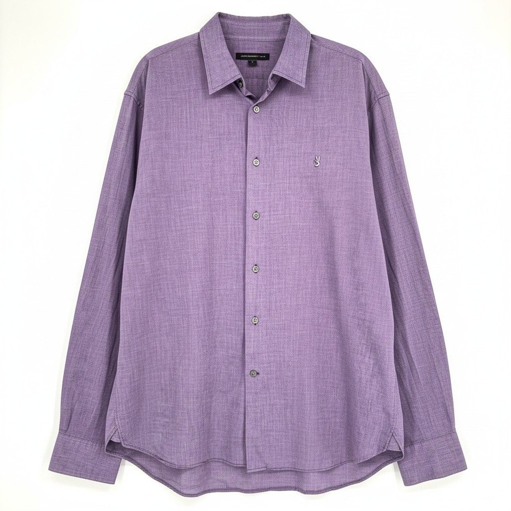 John Varvatos Button Down Shirt Purple Cotton Woven Long Sleeve Logo‎ Casual XL